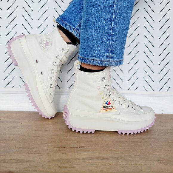 ⭐Converse Run Star Hike Hi Women Shoes Sz 7 Self Care Club Beige Purple A08217C⭐ - Picture 7 of 15